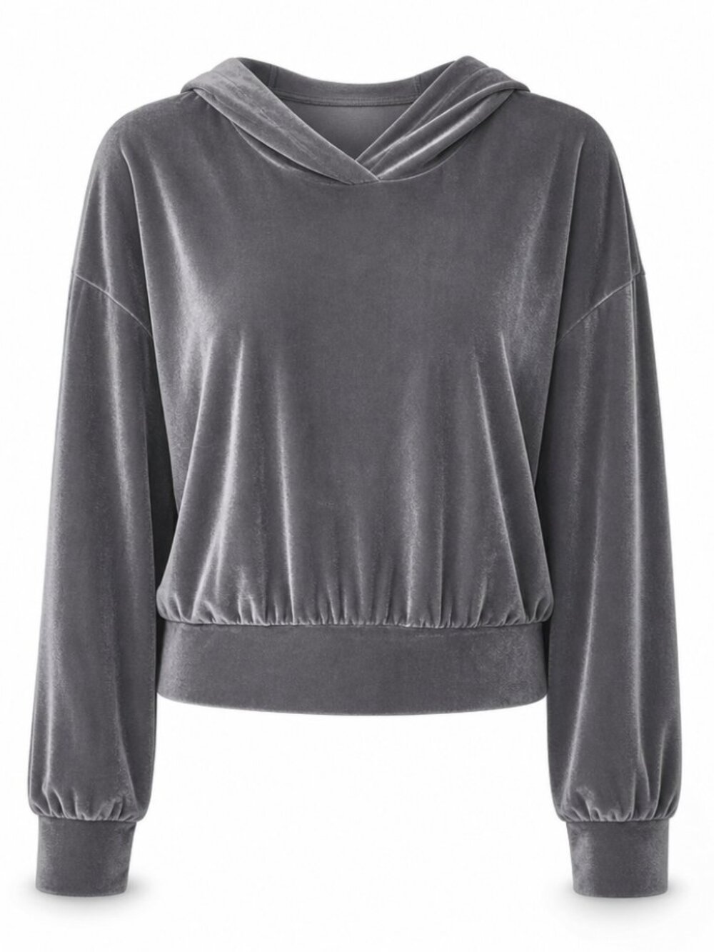 Express NWT Gray Velvet Cropped Pullover Hoodie Size XL Comfy Soft